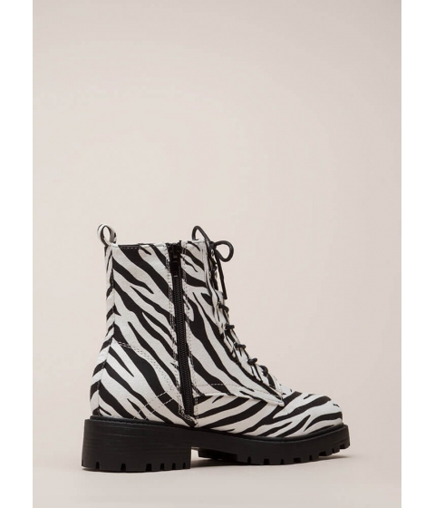 Cheap&chic Incaltaminte femei cheapchic little punk animal print combat boots zebra