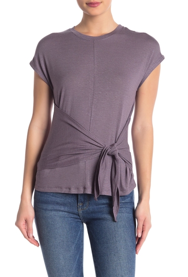 Imbracaminte femei bobeau tie waist short sleeve t-shirt dusty lilac
