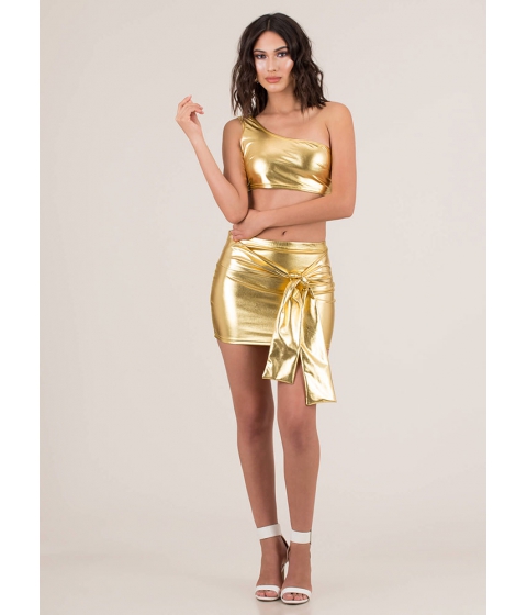 Imbracaminte femei cheapchic you coulda foiled me tied 3-piece dress gold