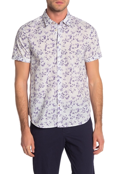 Imbracaminte Barbati John Varvatos Star USA Floral Short Sleeve Trim Fit Shirt DRY LAVENDER
