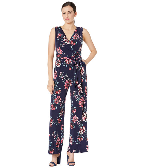Imbracaminte Femei Tahari by ASL Printed Stretch Jersey Floral Jumpsuit Mixed Bouquet Navy