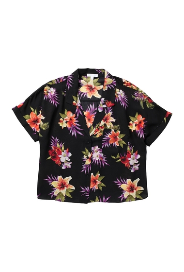 Imbracaminte femei abound short sleeve camp shirt black tropical floral