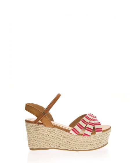 Incaltaminte Femei CheapChic Striped And Strappy Platform Wedges Red