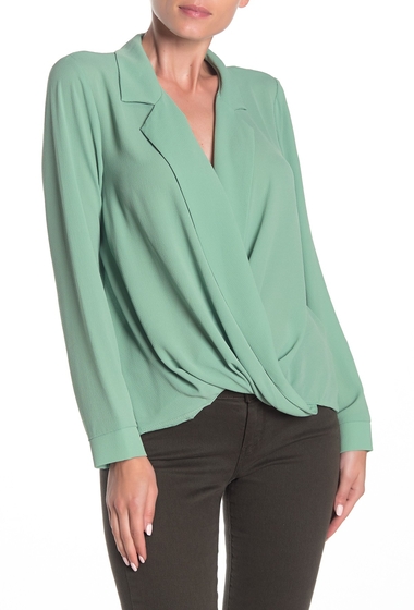Imbracaminte femei lush surplice notched long sleeve blouse mint