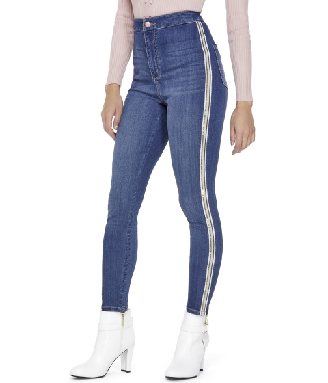 Imbracaminte femei guess belinda sequin stripe skinny jeans medium wash