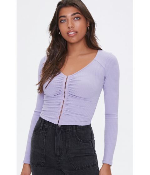 Imbracaminte femei forever21 ribbed ruched top lavender