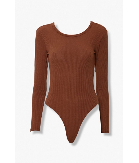 Imbracaminte femei forever21 ribbed open-back bodysuit brown