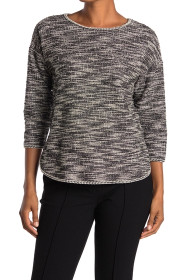 Imbracaminte femei max studio knit tweed drop shoulder top blackivory-196