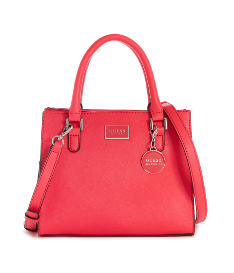 Genti femei guess simmons faux-leather satchel pink