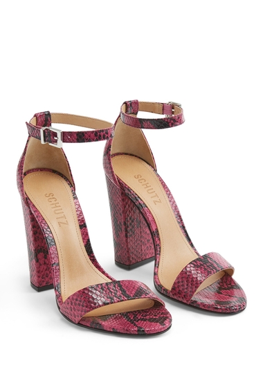 Incaltaminte femei schutz enida snakeskin embossed leather sandal true pink