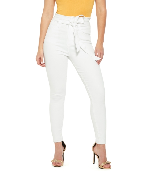 Imbracaminte femei guess charlotte high-rise paperbag jeans white wash destory