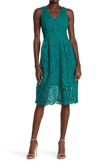 Imbracaminte femei astr the label v-neck lace fit flare dress jade green