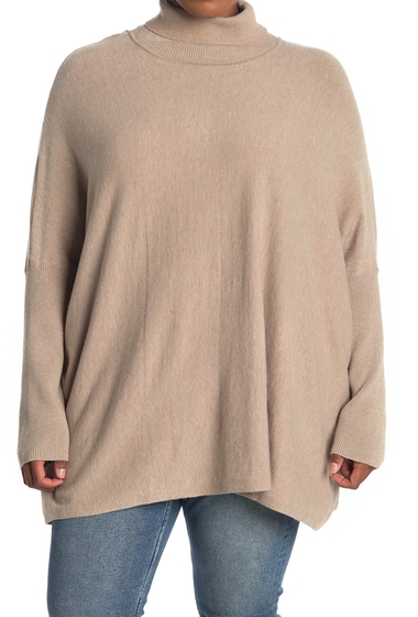 Imbracaminte femei joseph a easy solid turtleneck poncho sweater plus size mocha heat