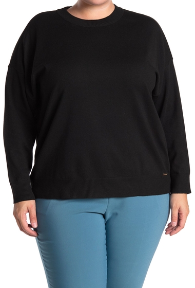 Imbracaminte femei t tahari crew neck sweater plus size solid black