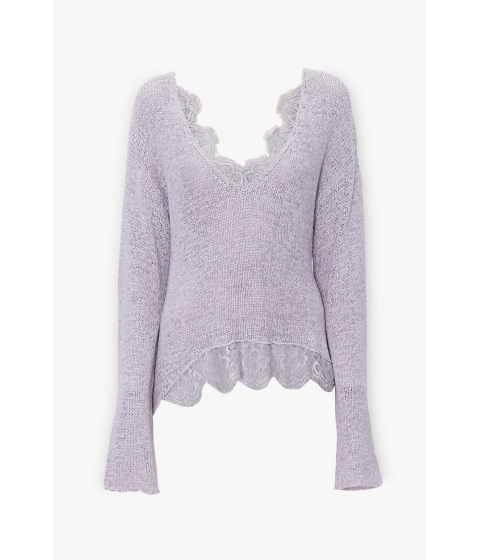Imbracaminte femei forever21 ribbed lace-trim sweater heather grey