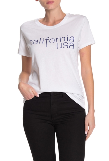 Imbracaminte femei cotton on front text short sleeve t-shirt california usawhite