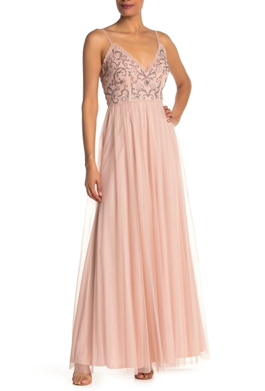 Imbracaminte femei jump embellished bead sequin tulle gown blush
