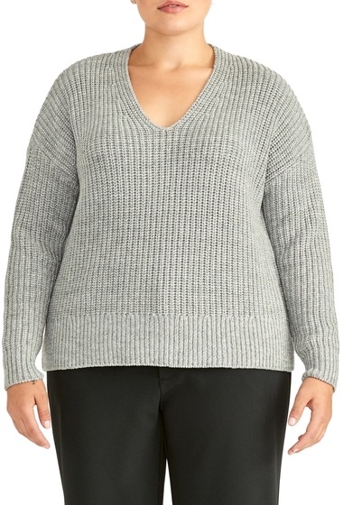 Imbracaminte femei rachel roy collection chunky v-neck pullover sweater plus size charcoal heather gre