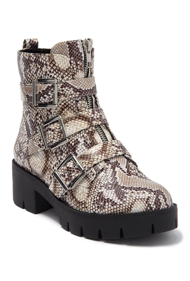 Incaltaminte femei bp lilly buckled moto boot natural snake faux leathe