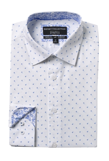 Imbracaminte barbati report collection slim fit floral print dress shirt 40 blue