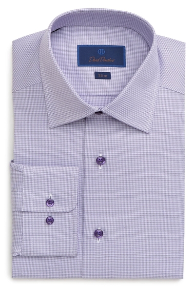 Imbracaminte barbati david donahue slim fit crosshatch pattern dress shirt purple