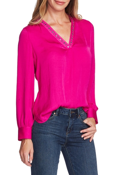 Imbracaminte femei vince camuto studded rumple blouse pink shock