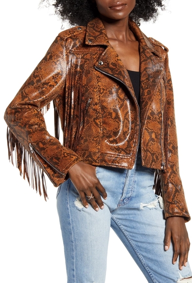 Imbracaminte femei blanknyc denim word of mouth snake print faux leather jacket word of mouth
