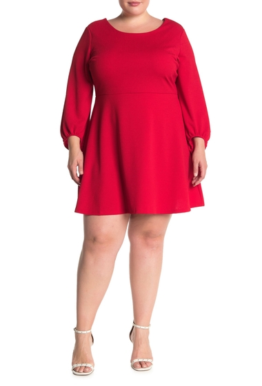 Imbracaminte femei vanity room blouson sleeve textured knit dress plus size red