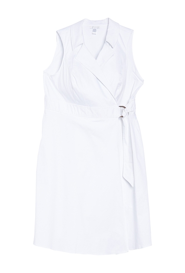 Imbracaminte femei london times notch collar sleeveless wrap dress plus size white