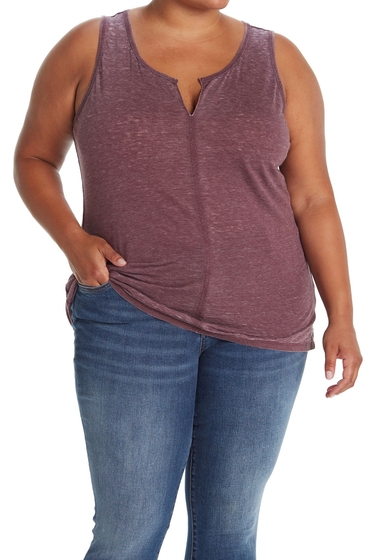 Imbracaminte femei caslon split neck burnout tank top plus size burgundy fig