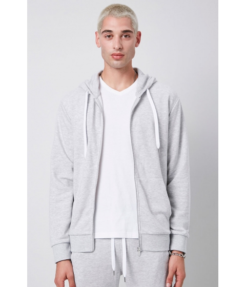 Imbracaminte barbati forever21 french terry zip-up hoodie light heather grey