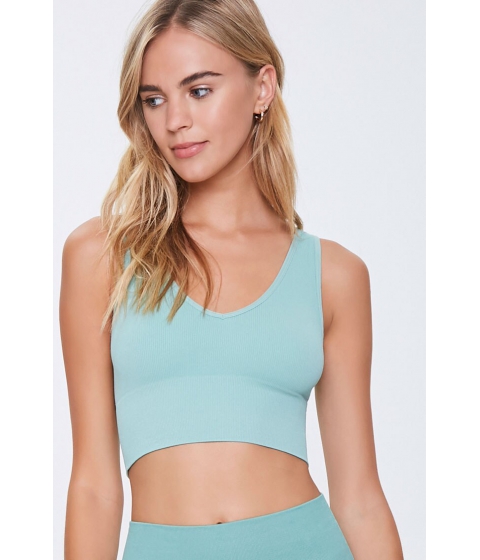 Imbracaminte femei forever21 cropped ribbed knit tank top seafoam