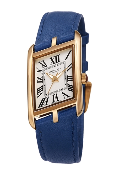 Ceasuri femei bruno magli womens sofia 1421 asymmetrical case leather strap watch 24mm blue