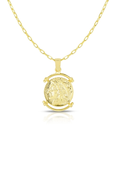 Bijuterii femei sphera milano 18k yellow gold plated sterling silver coin pendant necklace gold