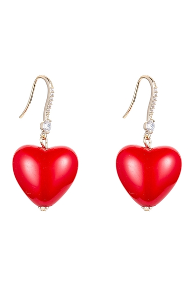 Bijuterii femei eye candy los angeles summer heart cubic zirconia crystal drop earrings red
