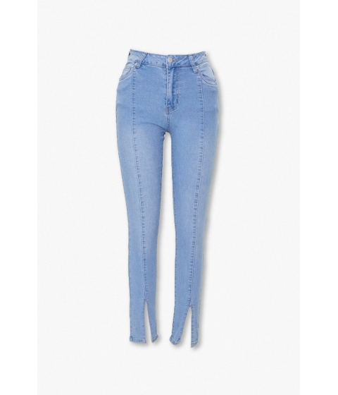 Imbracaminte femei forever21 split-leg skinny jeans light blue