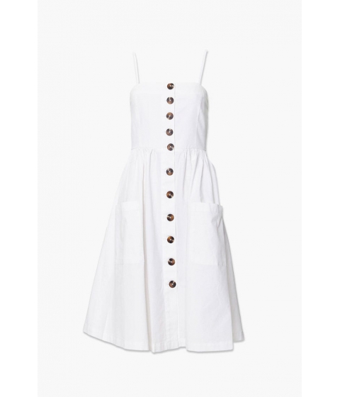Imbracaminte femei forever21 button-front fit flare dress ivory