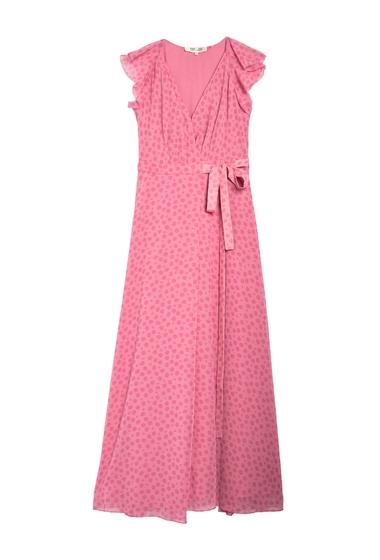 Imbracaminte femei diane von furstenberg eldridge flutter sleeve wrap maxi dress rose dots foxglove