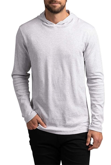 Imbracaminte barbati travis mathew long valley striped hooded long sleeve t-shirt whitegrey