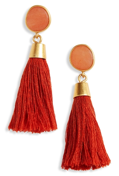 Bijuterii femei madewell stone tassel earrings coastal orange
