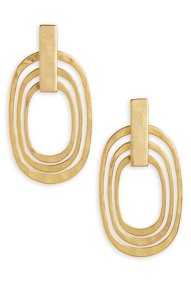 Bijuterii femei madewell hammered circle statement earrings vintage gold