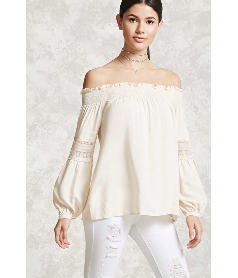 Imbracaminte femei forever21 smocked off-the-shoulder top nude