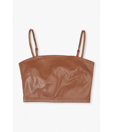 Imbracaminte femei forever21 faux leather cropped cami mocha
