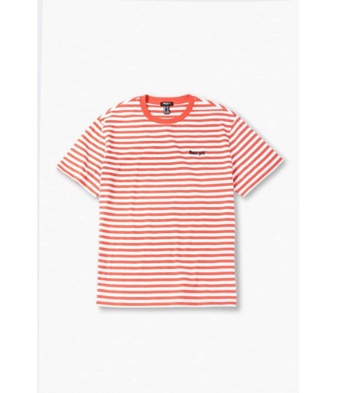 Imbracaminte barbati forever21 striped hate you embroidered tee redwhite