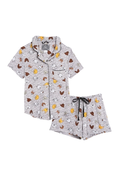 Imbracaminte femei pj couture cozy lux patterned 2-piece pajama set light gray