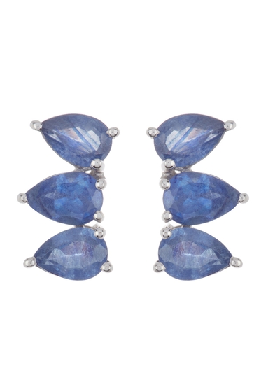 Bijuterii femei forever creations usa inc linear blue sapphire stud earrings blue