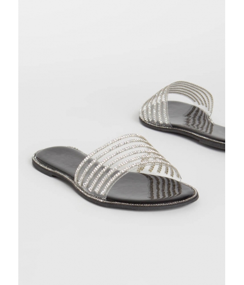 Incaltaminte femei cheapchic upgrade sparkly striped slide sandals black