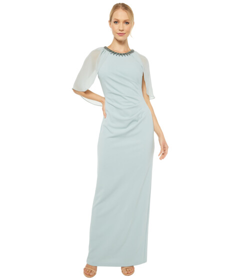 Imbracaminte femei adrianna papell chiffon capelet and crepe gown frosted sage