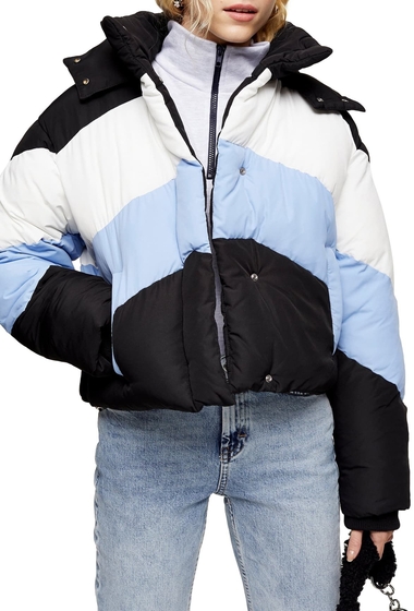 Imbracaminte femei topshop colorblock puffer jacket black multi