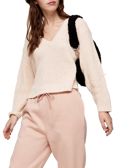 Imbracaminte femei topshop v-neck ribbed sweater pink